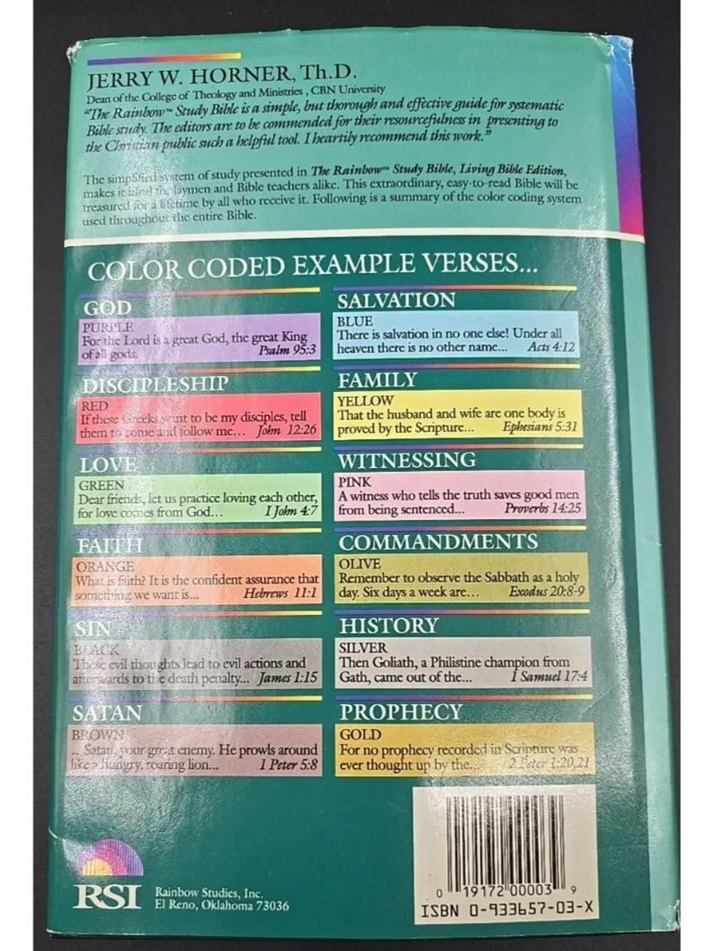 The Rainbow Study Bible Living Bible Edition Bold Letter Color Code Guide